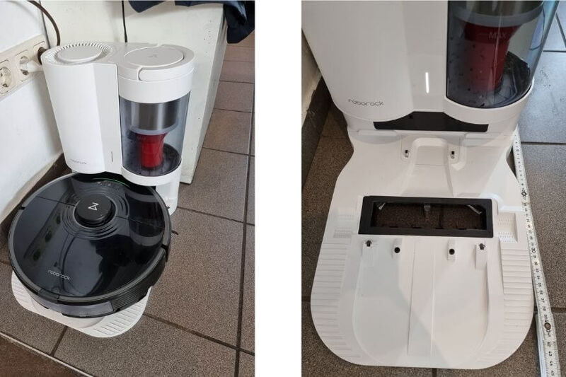 Roborock S7 стоит на станции самоочищения